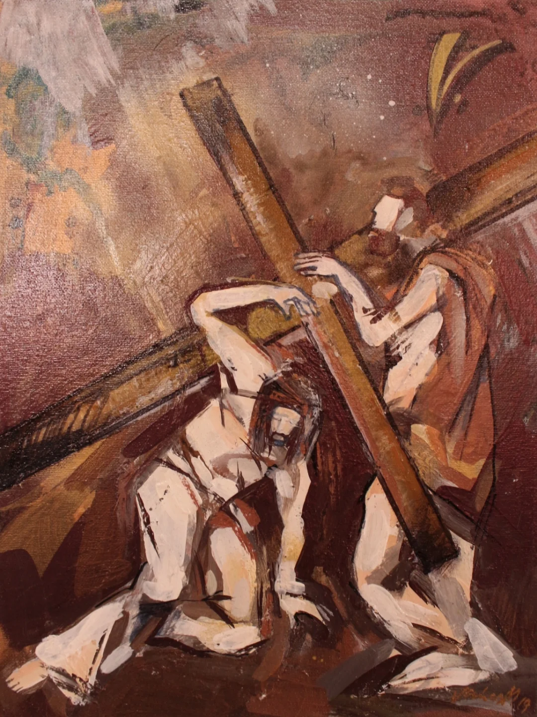 5. állomás - Cirenei Simon segít Jézusnak a kereszthordozásban