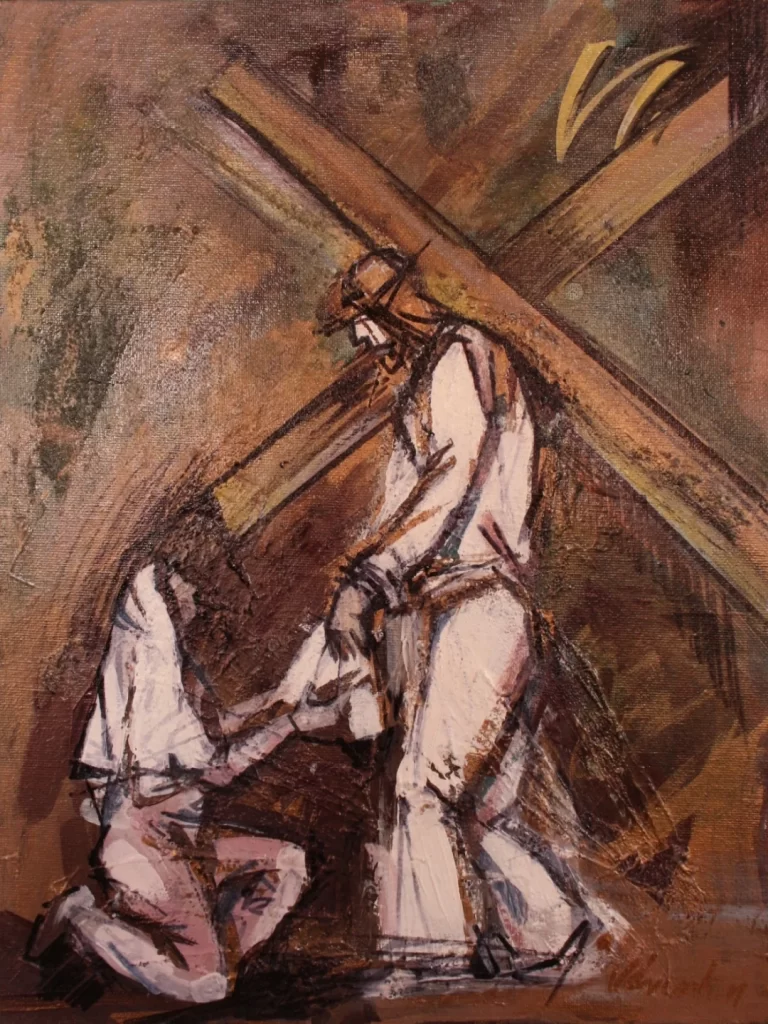 6. állomás - Veronika kendőjét nyújtja Jézusnak
